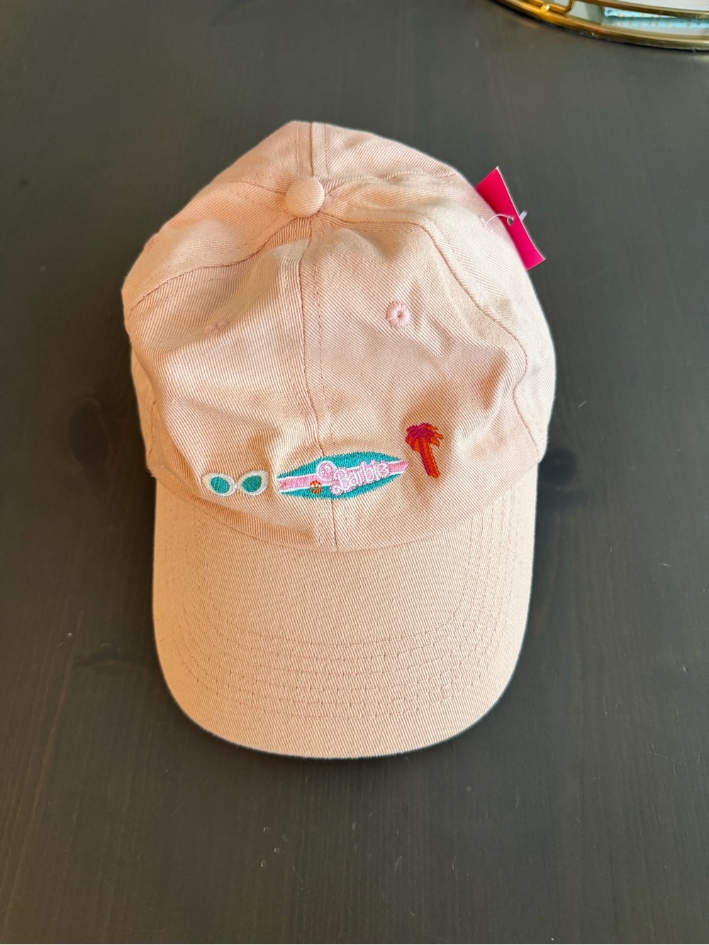 Barbie Light Pink Baseball Cap with Surfboard & Palm Embroidery